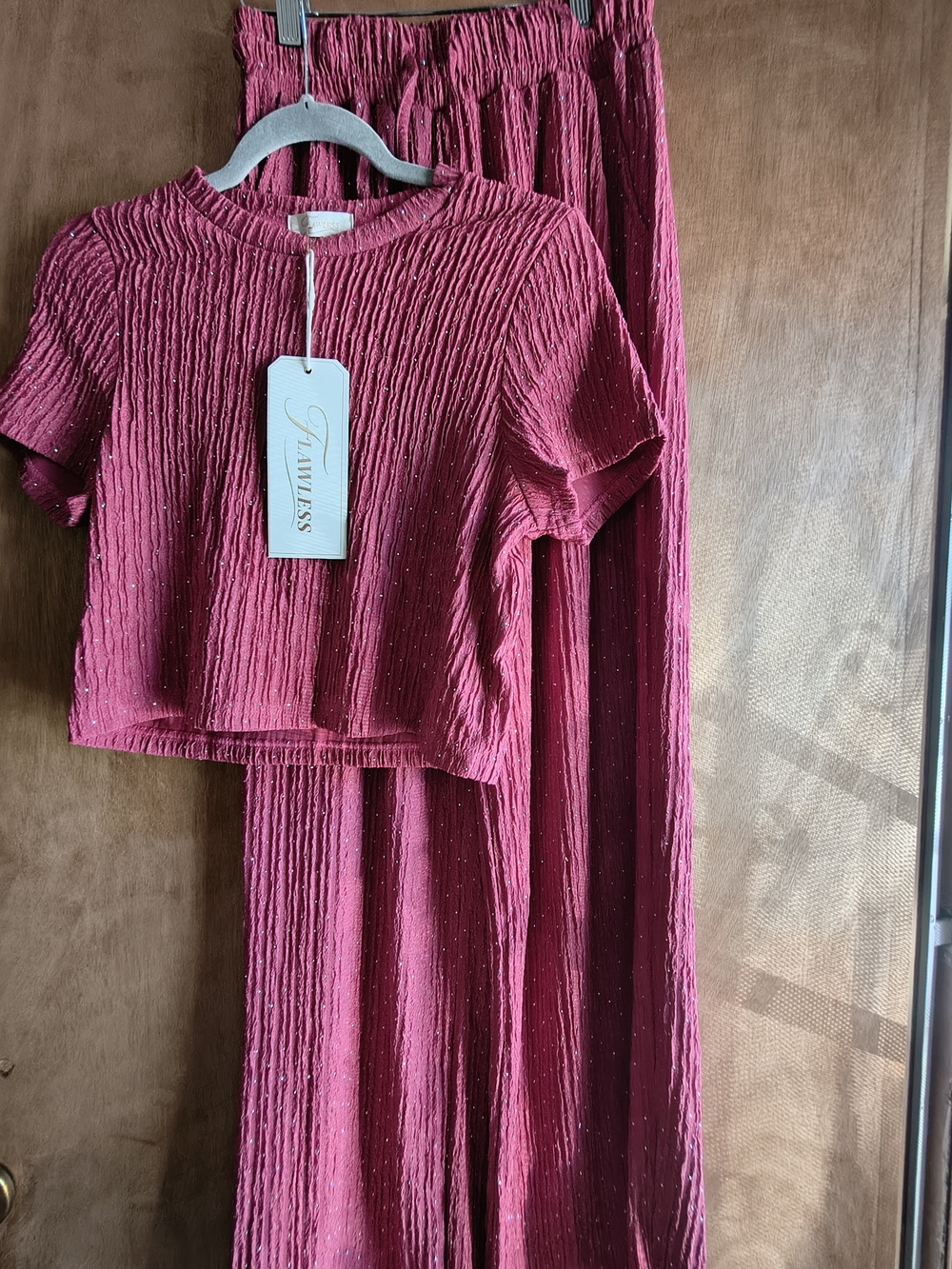 Pleated Two-Piece Pant Set Size S/M